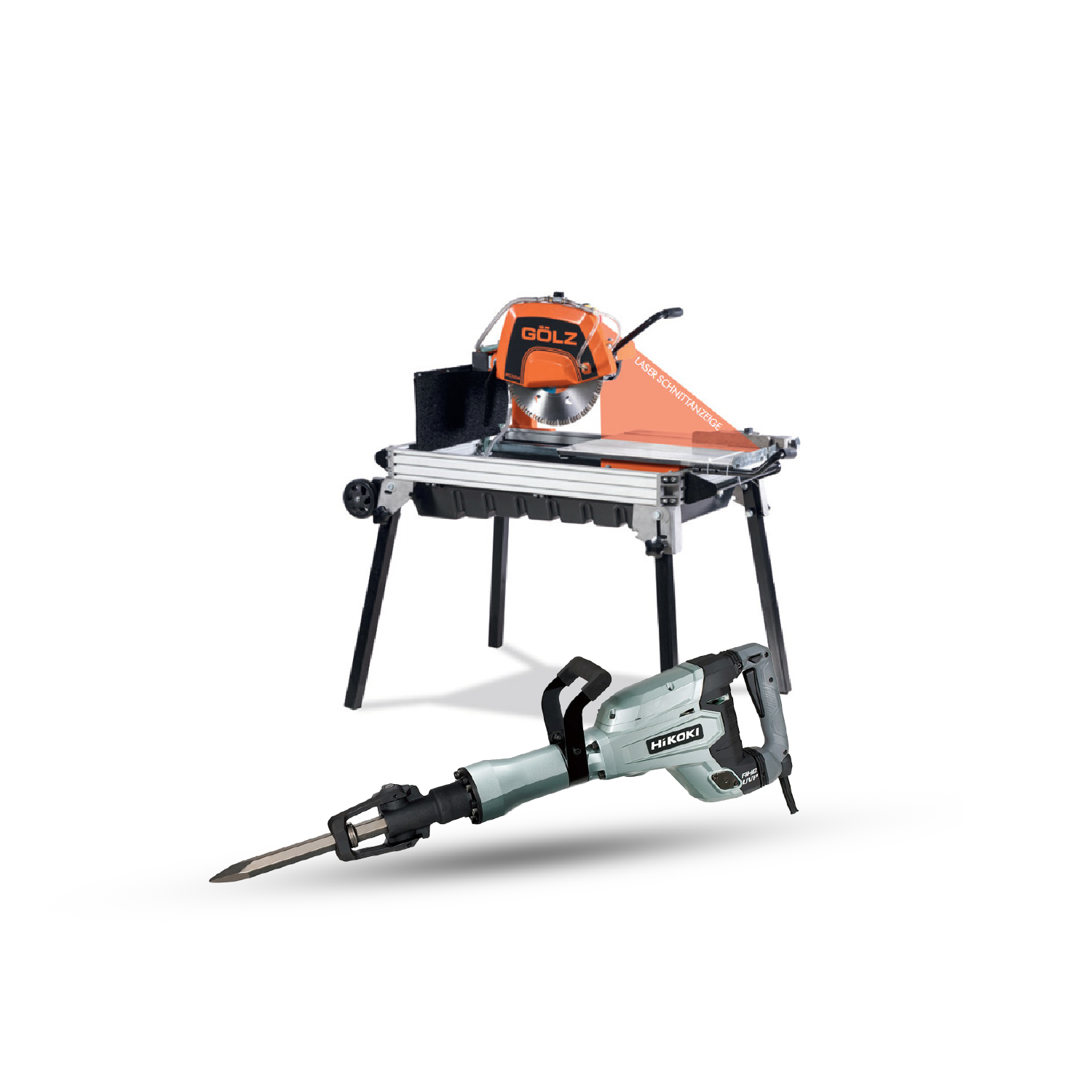 Säge und Meisselhammer Link führt zur Kleingerätemietseite  